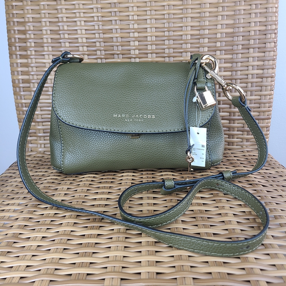 Marc Jacobs Mini Boho Grind Green Leather Shoulder Crossbody Bag Gold Hardware